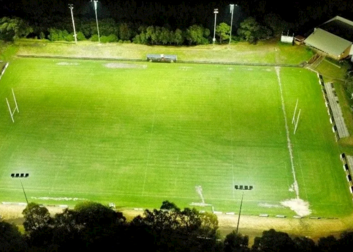 sport field with lights on